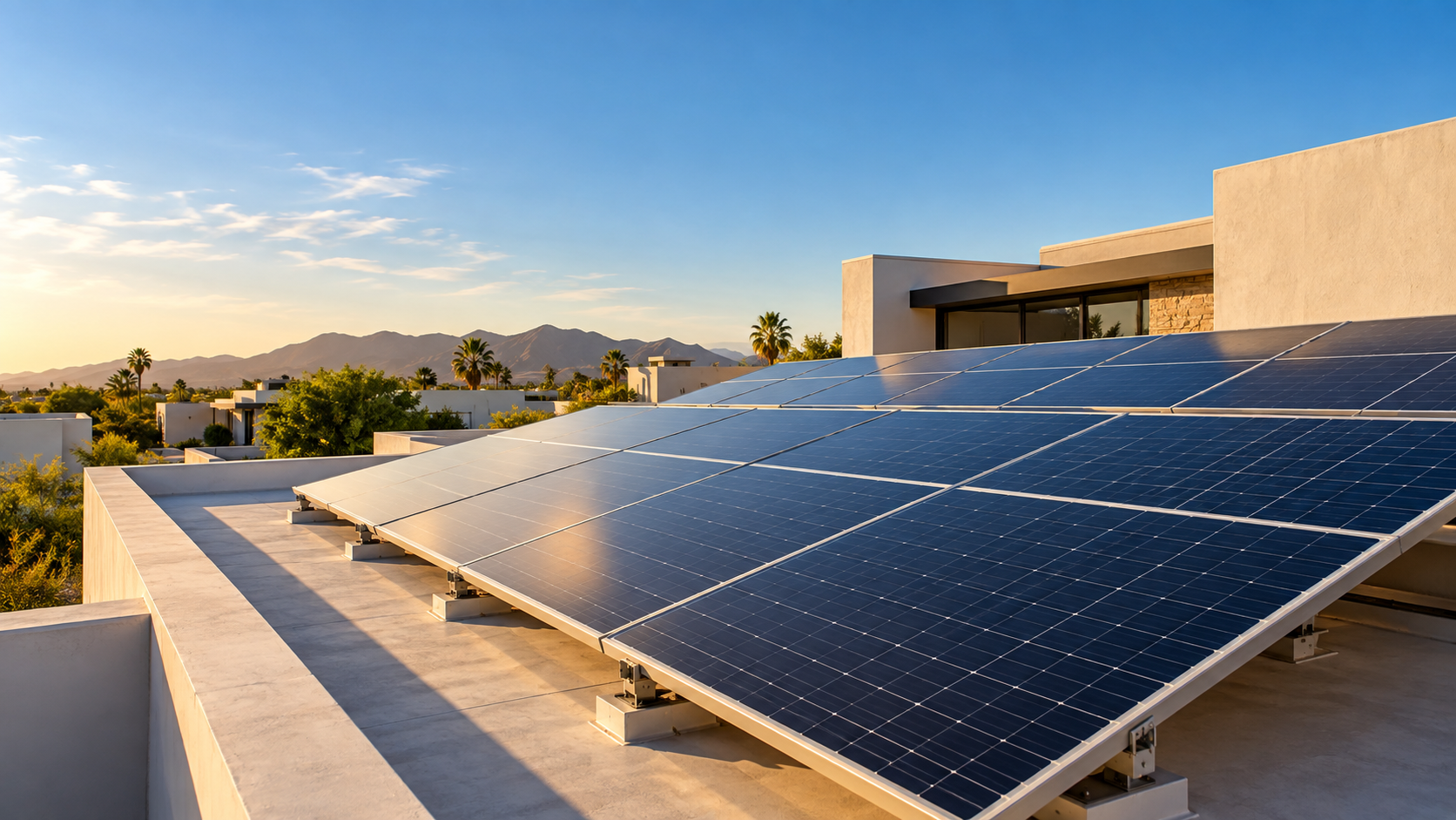 Paneles solares sobre una azotea bajo el cielo de Sinaloa, imagen ilustrativa